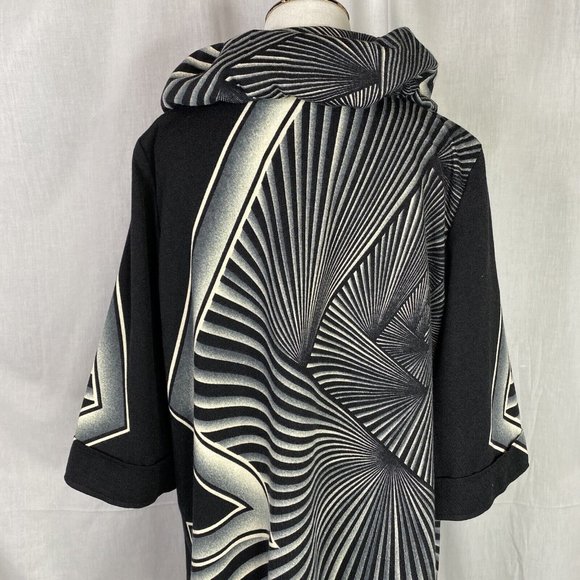 Damee Inc Art geometric striped Lined Mesh Wire Collar Swing Jacket size Medium - Picture 10 of 11